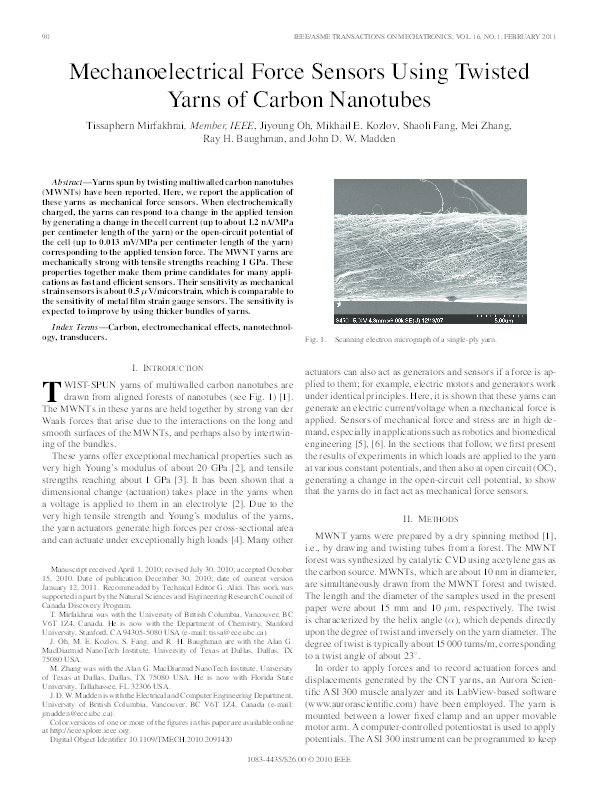 (PDF) Mechanoelectrical Force Sensors Using Twisted Yarns of Carbon ...