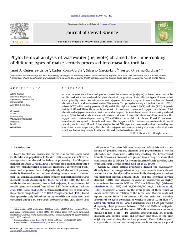 (PDF) Phytochemical analysis of wastewater (nejayote) obtained after ...