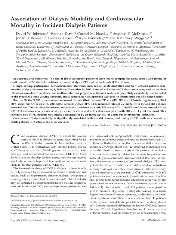 (PDF) Association of Dialysis Modality and Cardiovascular Mortality in ...