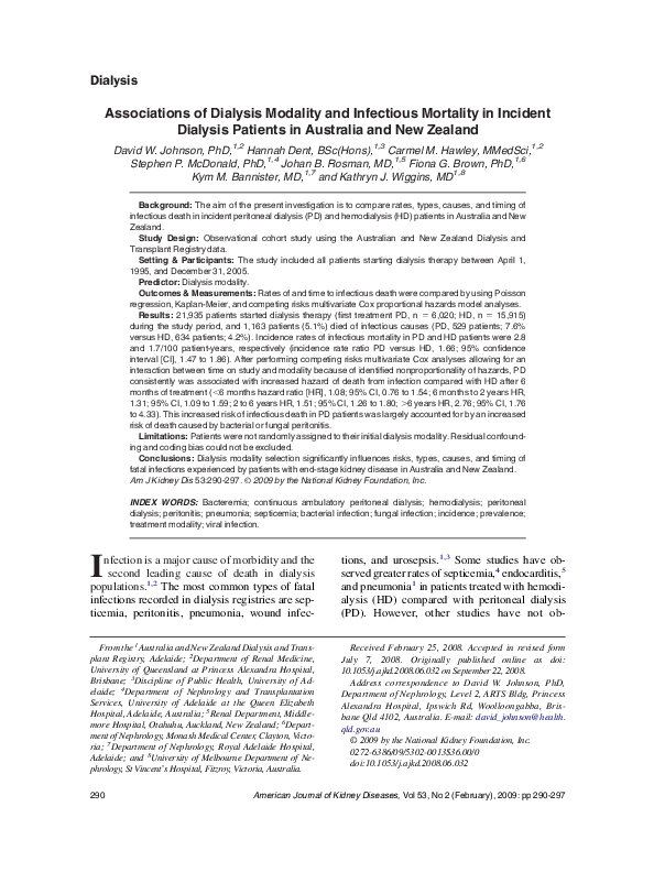 (PDF) Associations of Dialysis Modality and Infectious Mortality in ...