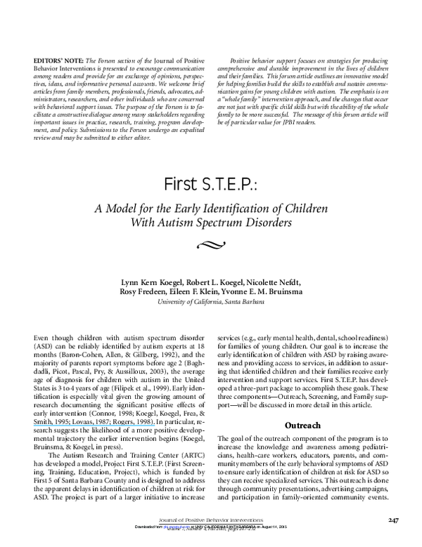 (PDF) First STEP: A Model for the Early Identification of Children with ...