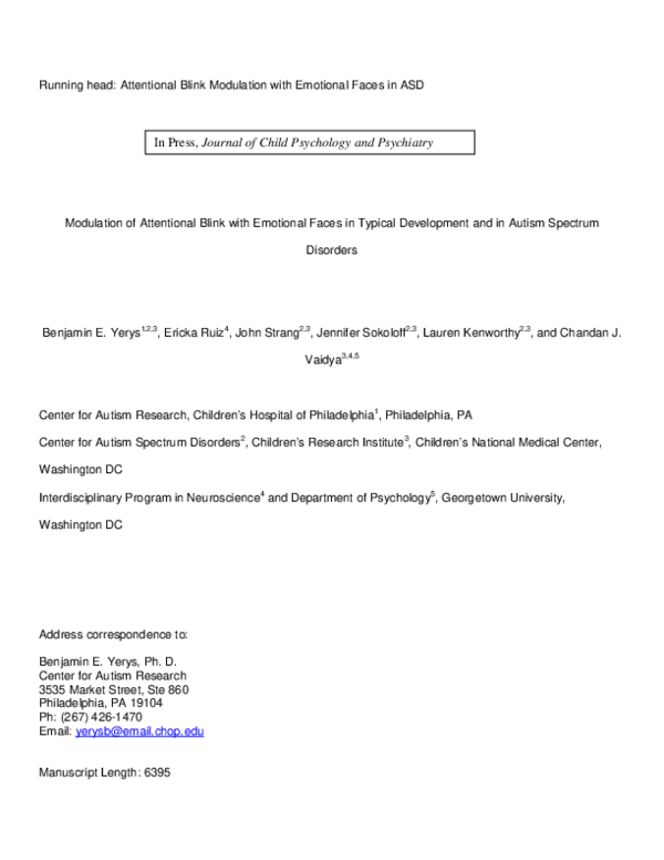 (PDF) Modulation of attentional blink with emotional faces in typical ...