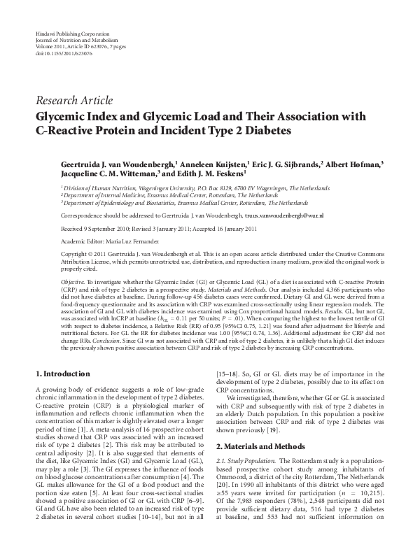 (PDF) Glycemic index and glycemic load and their association with C ...