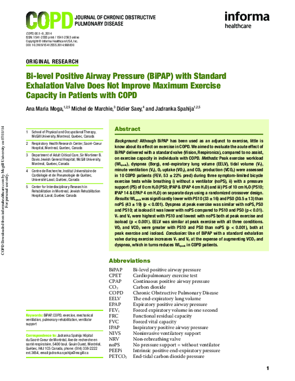 (PDF) Bilevel Positive Airway Pressure (BiPAP) with Standard