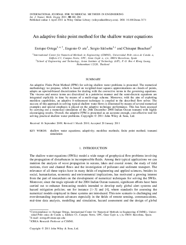 (PDF) An adaptive finite point method for the shallow water equations