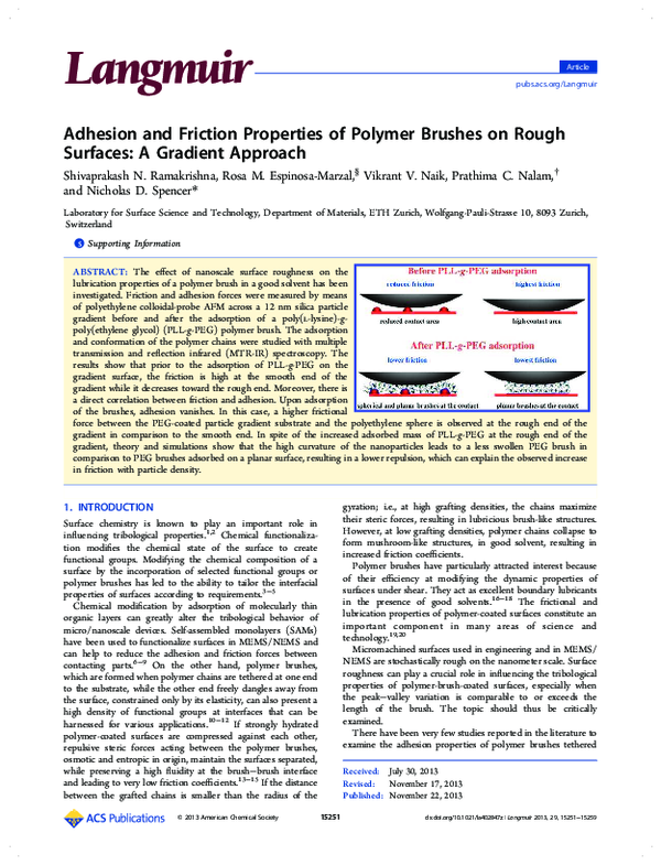 (PDF) Adhesion and Friction Properties of Polymer Brushes on Rough ...