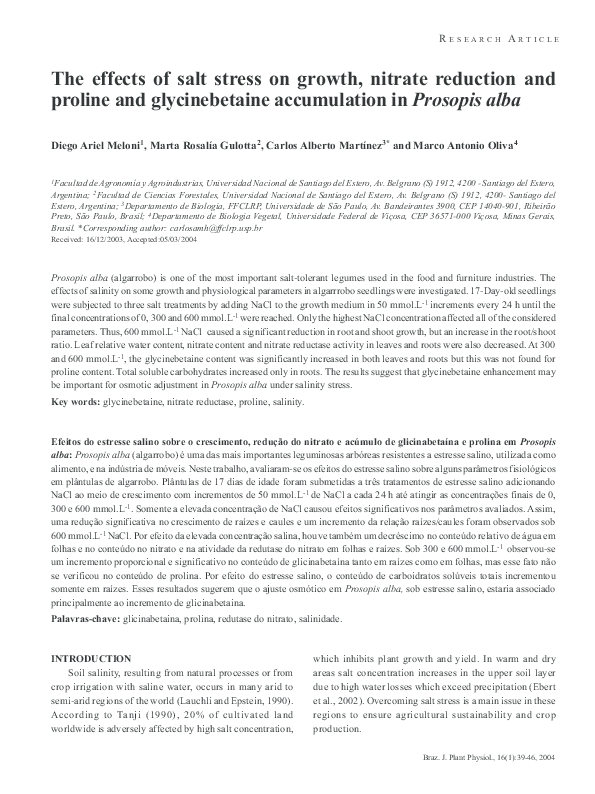 (PDF) The effects of salt stress on growth, nitrate reduction and ...
