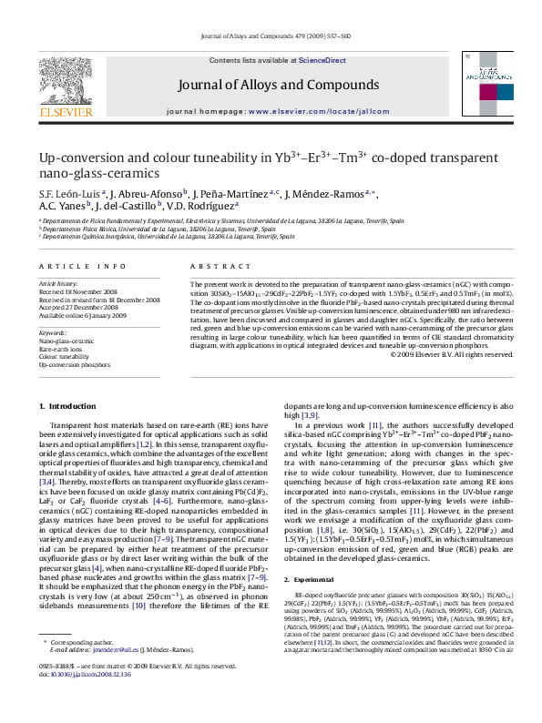 (PDF) Upconversion and colour tuneability in Yb3+Er3+Tm3+ codoped