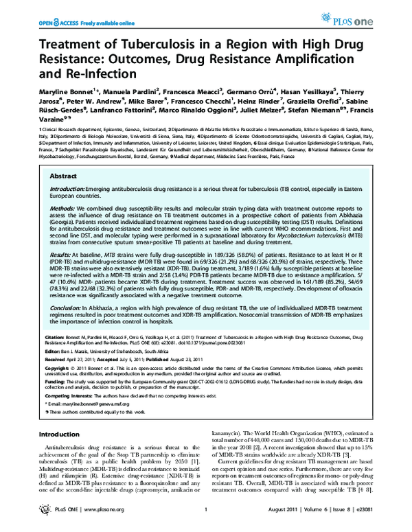 (PDF) Treatment of tuberculosis in a region with high drug resistance ...