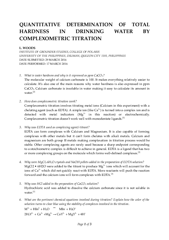 (DOC) CHEMICAL THE IODINE CLOCK REACTION Alexandria Woods