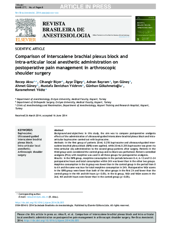 (PDF) of interscalene brachial plexus block and intra