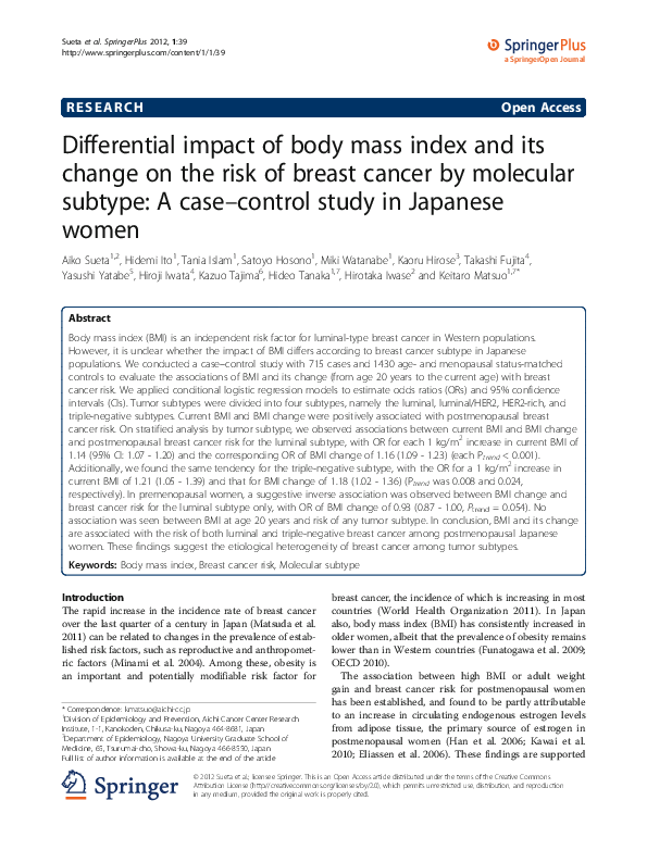 (PDF) Differential impact of body mass index and its change on the risk ...