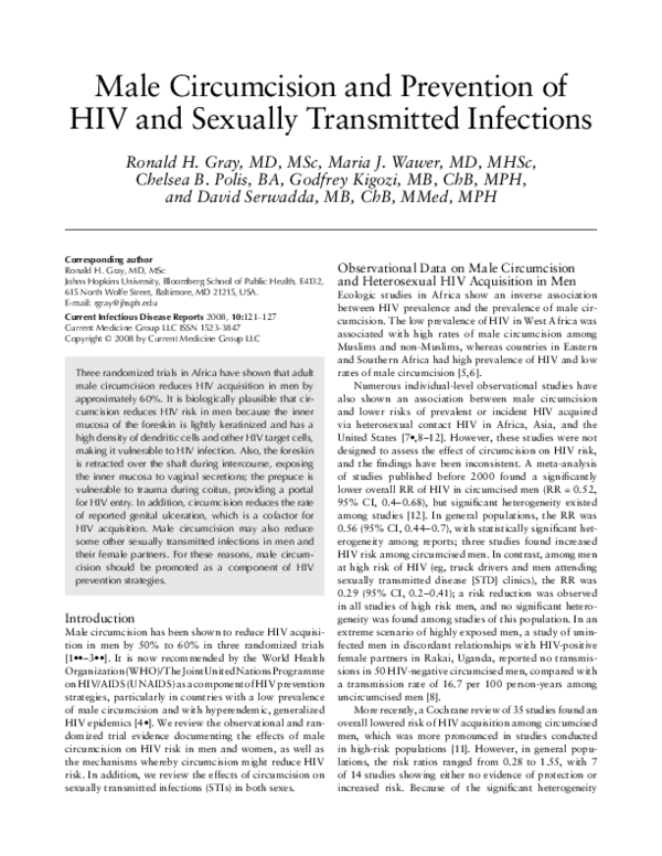 (PDF) Male circumcision and prevention of HIV and sexually transmitted ...