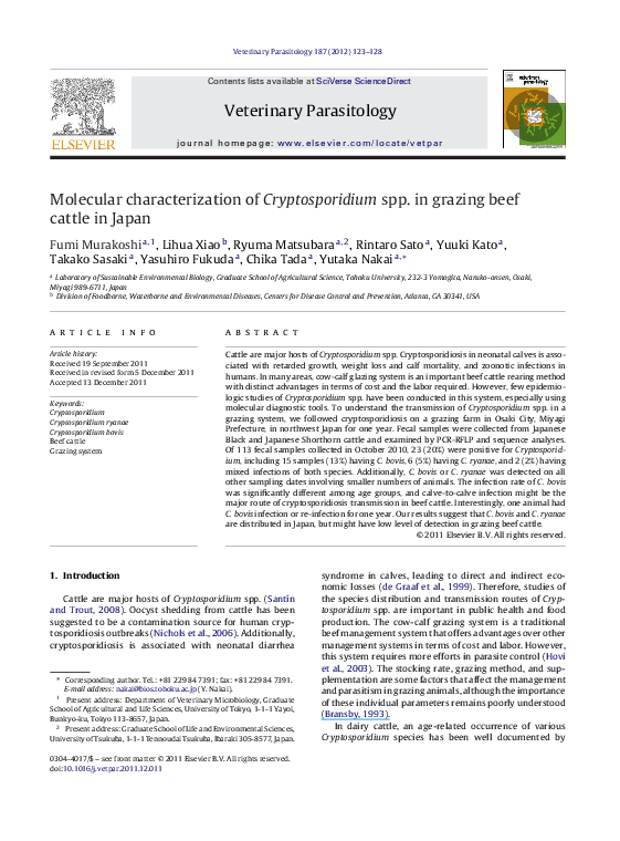 (PDF) Molecular characterization of Cryptosporidium spp. in native ...