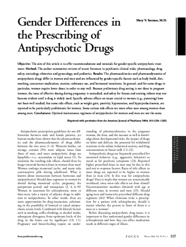 (PDF) Gender Differences in the Prescribing of Antipsychotic Drugs