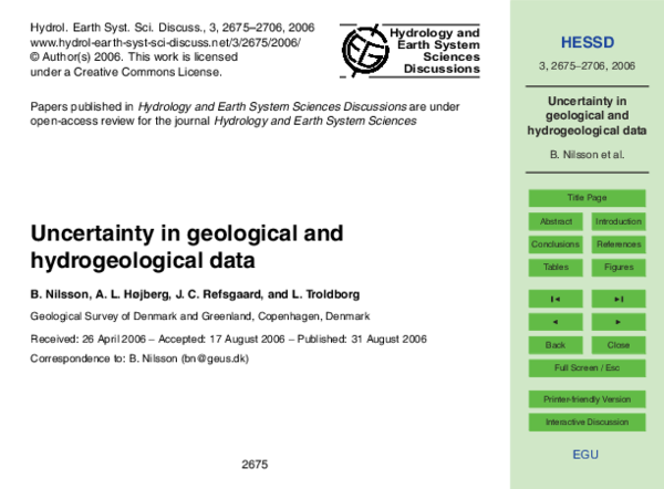 (PDF) Uncertainty in geological and hydrogeological data