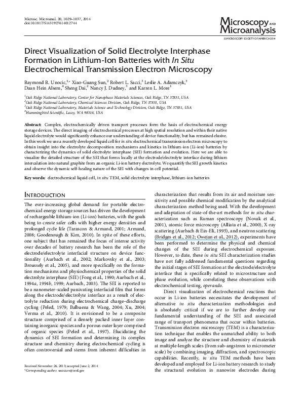 Pdf Direct Visualization Of Solid Electrolyte Interphase Formation In