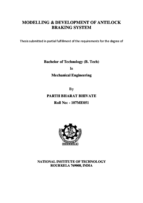 (PDF) MODELLING & DEVELOPMENT OF ANTILOCK BRAKING SYSTEM
