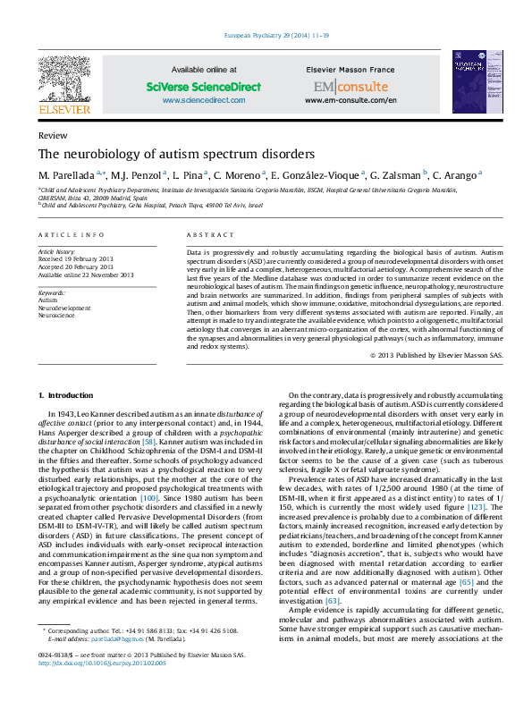 (PDF) The neurobiology of autism spectrum disorders