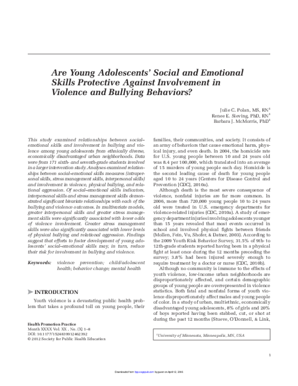 (PDF) Are Young Adolescents' Social and Emotional Skills Protective ...