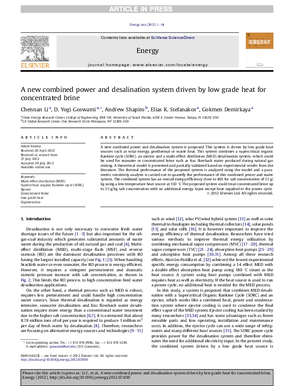 (PDF) A new combined power and desalination system driven by low grade ...
