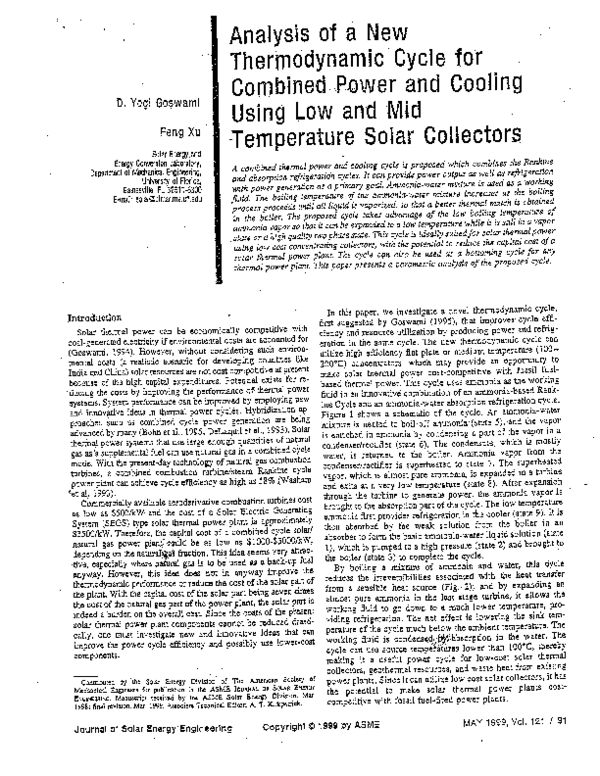 (PDF) Analysis of a new thermodynamic cycle for combined power and ...