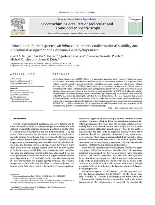 (PDF) Infrared and Raman spectra, ab initio calculations ...