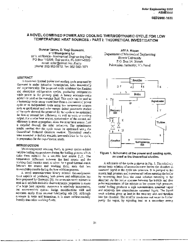 (PDF) A novel combined power and cooling thermodynamic cycle for low ...
