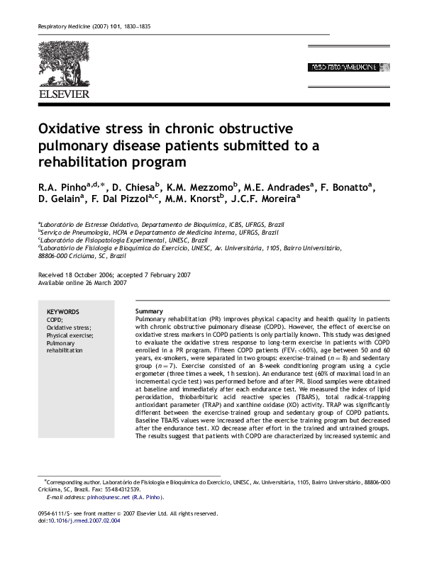(PDF) Oxidative stress in chronic obstructive pulmonary disease ...