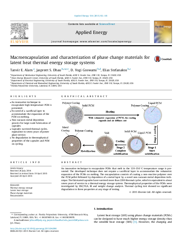 PDF) Macroencapsulation and characterization of phase change 
