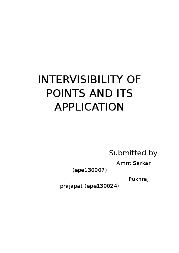 (DOC) INTERVISIBILITY OF POINTS AND ITS APPLICATION