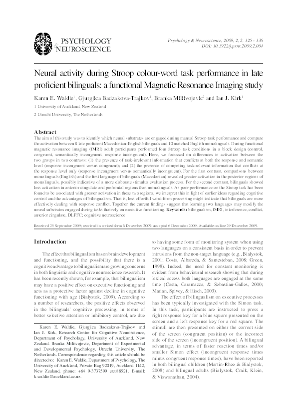 (PDF) Neural activity during Stroop colour-word task performance in ...