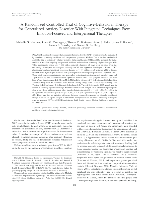 (PDF) A Randomized Controlled Trial of Cognitive-Behavioral Therapy for ...