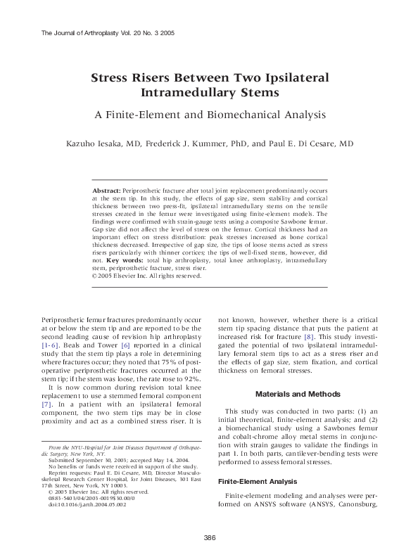 (PDF) Stress Risers Between Two Ipsilateral Intramedullary Stems