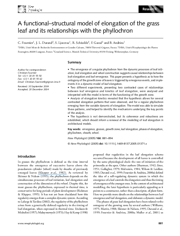 (PDF) A functional-structural model of elongation of the grass leaf and ...