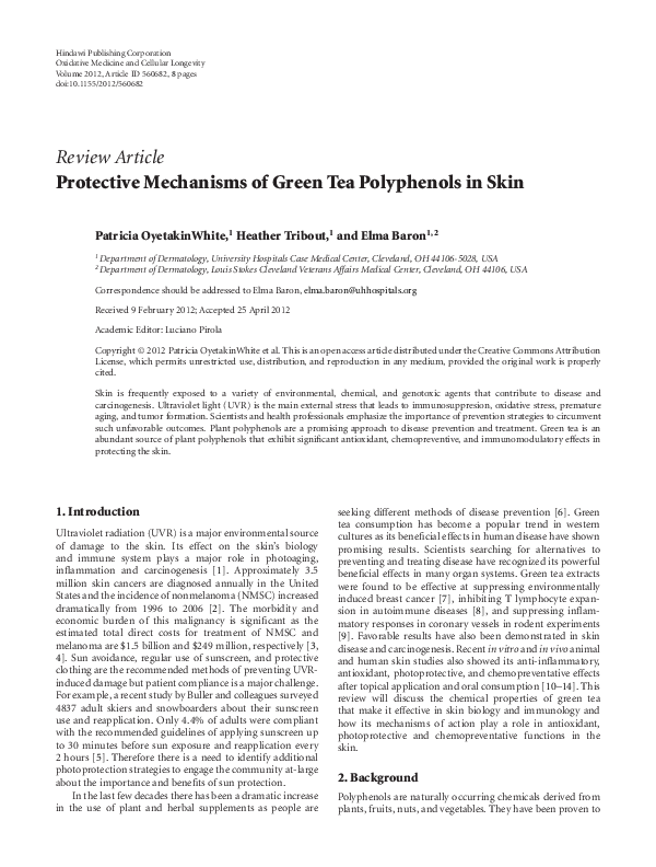 (PDF) Protective Mechanisms of Green Tea Polyphenols in Skin