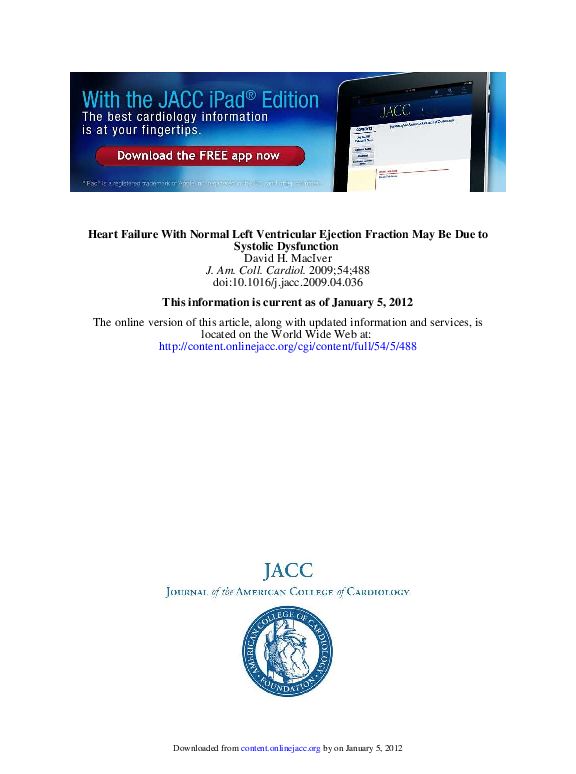 Normal Left Ventricular Ejection Fraction