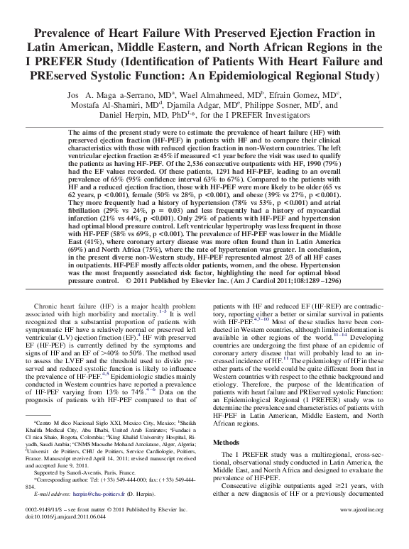 (PDF) Prevalence of Heart Failure With Preserved Ejection Fraction in ...
