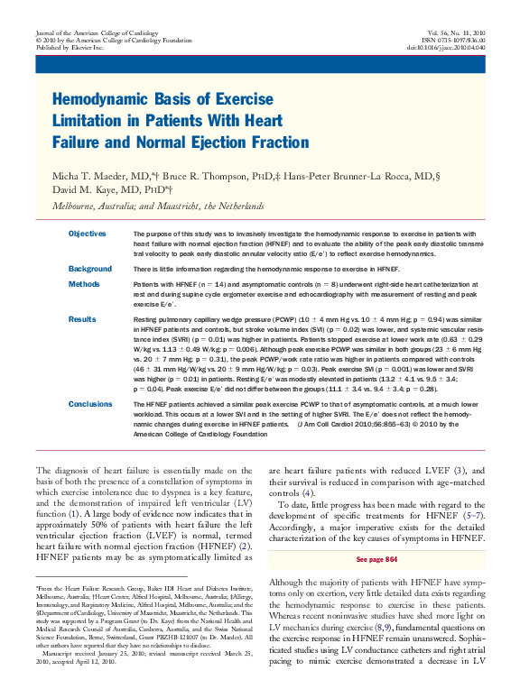 (PDF) Hemodynamic Basis of Exercise Limitation in Patients With Heart ...