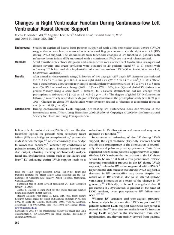 (PDF) Changes in Right Ventricular Function During Continuous-low Left ...