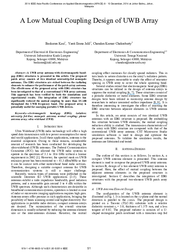 (PDF) A low mutual coupling design of UWB array