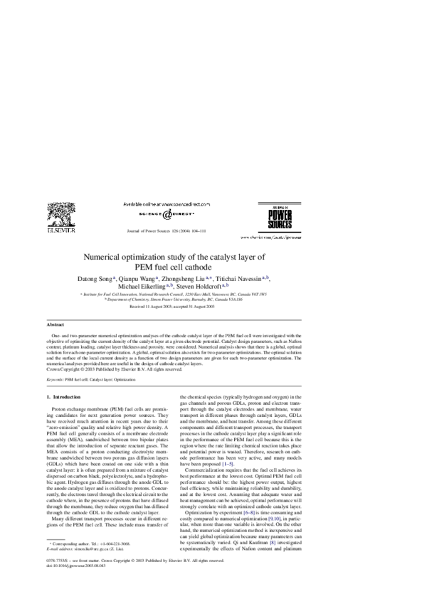 (PDF) Numerical optimization study of the catalyst layer of PEM fuel ...