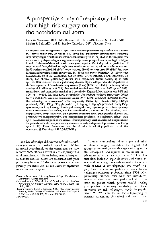(PDF) A prospective study of respiratory failure after high-risk ...