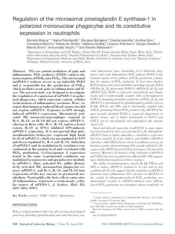 (PDF) Regulation of the microsomal prostaglandin E synthase-1 in ...