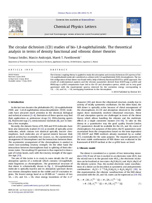 (PDF) The circular dichroism (CD) studies of bis-1,8-naphthalimide. The ...