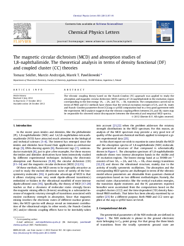 (PDF) The magnetic circular dichroism (MCD) and absorption studies of 1 ...