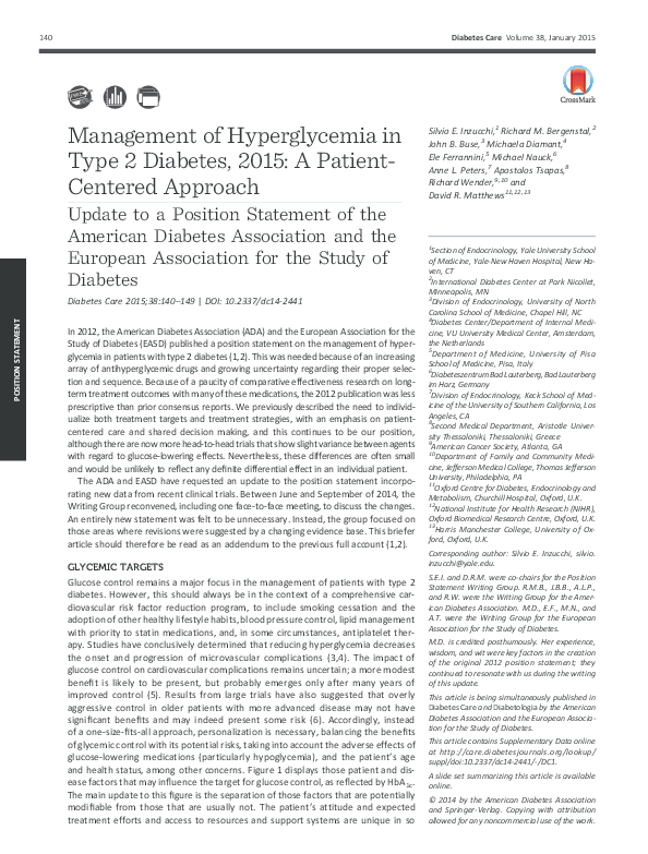 (PDF) Management of Hyperglycemia in Type 2 Diabetes, 2015: A Patient ...