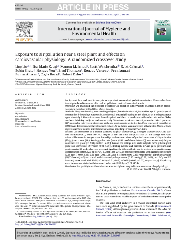 (PDF) Exposure to air pollution near a steel plant and effects on ...