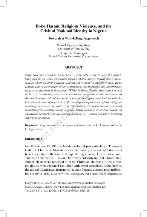 (PDF) Boko Haram and the Crisis of National Identity in Nigeria