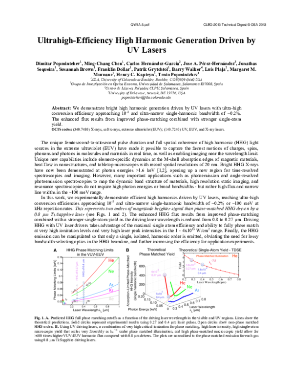 (PDF) Ultrahigh-Efficiency High Harmonic Generation Driven by UV Lasers
